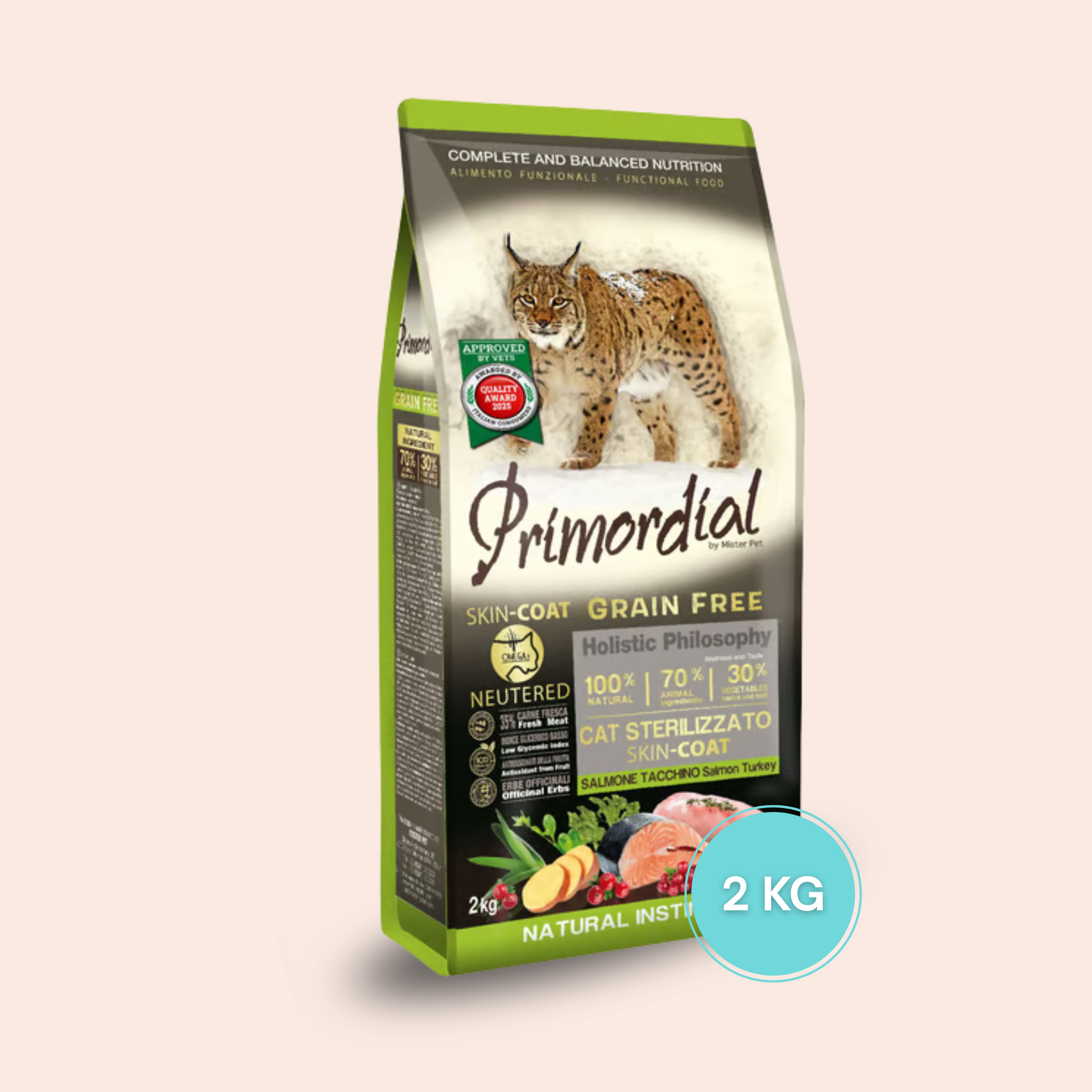 Primordial - Croquettes Saumon Peau & Pelage stérilisé 2 kg